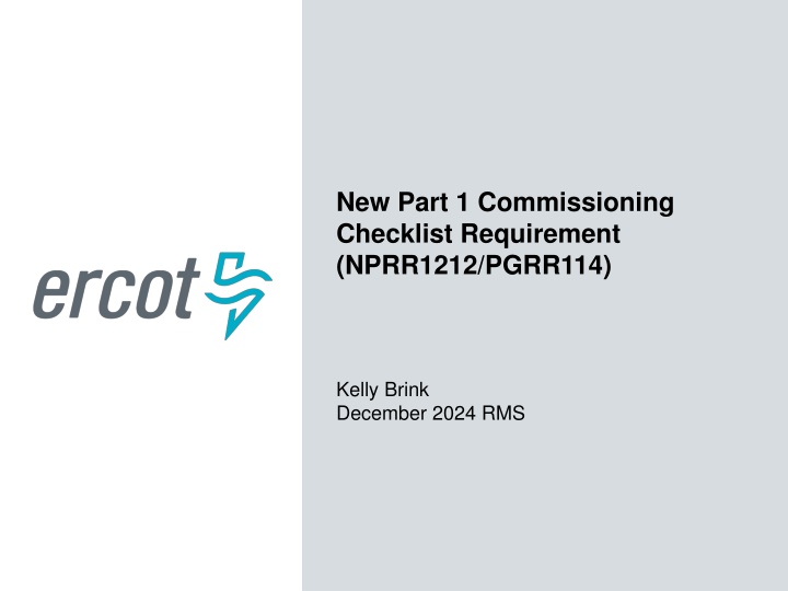 new part 1 commissioning checklist requirement