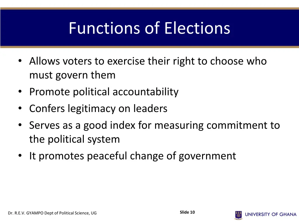 functions of elections
