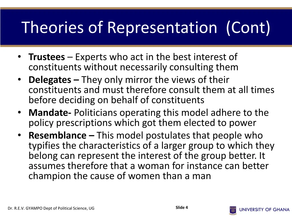 theories of representation cont