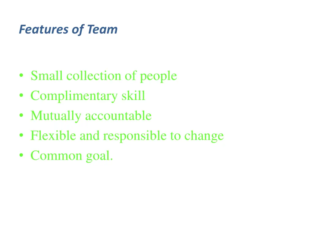 features of team