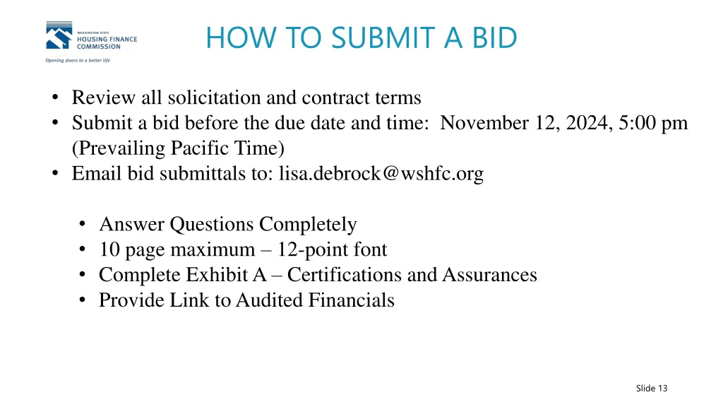 how to submit a bid