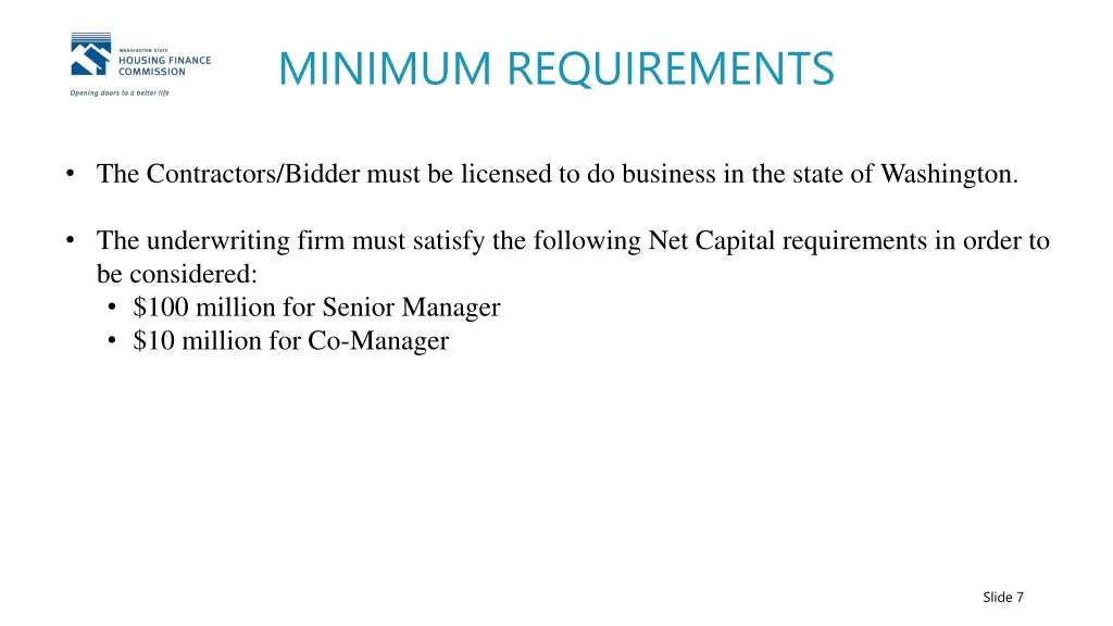 minimum requirements