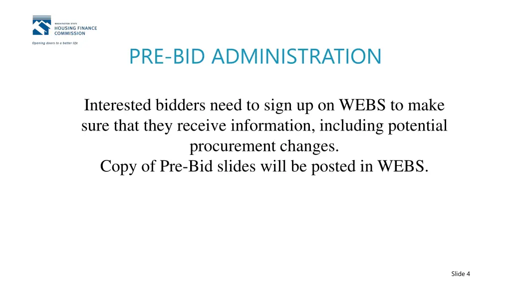 pre bid administration