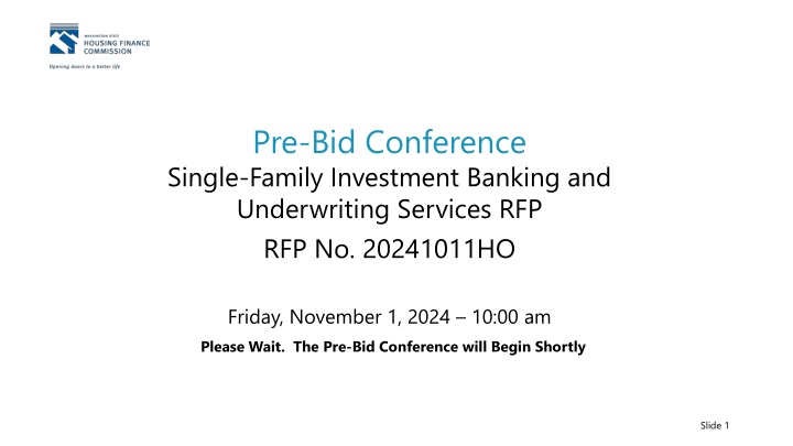 pre bid conference single family investment