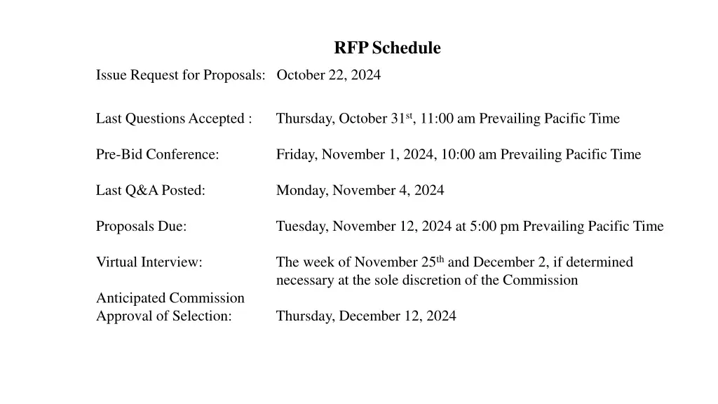 rfp schedule