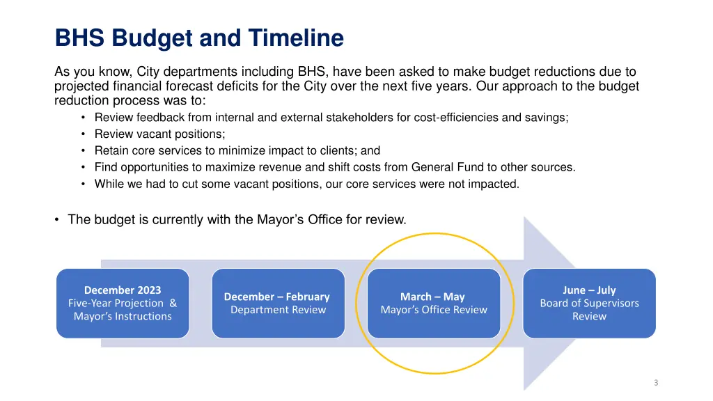 bhs budget and timeline