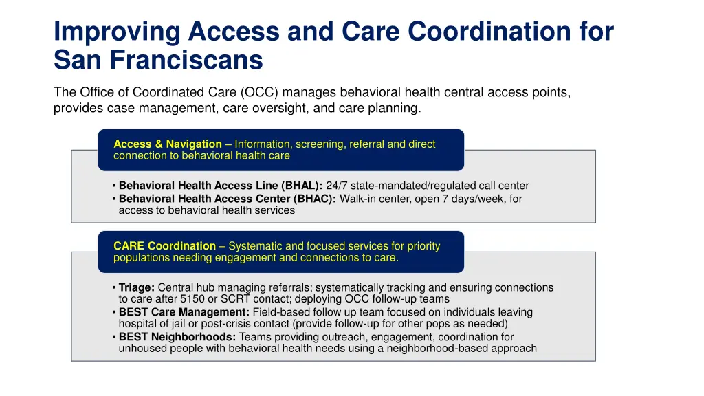improving access and care coordination