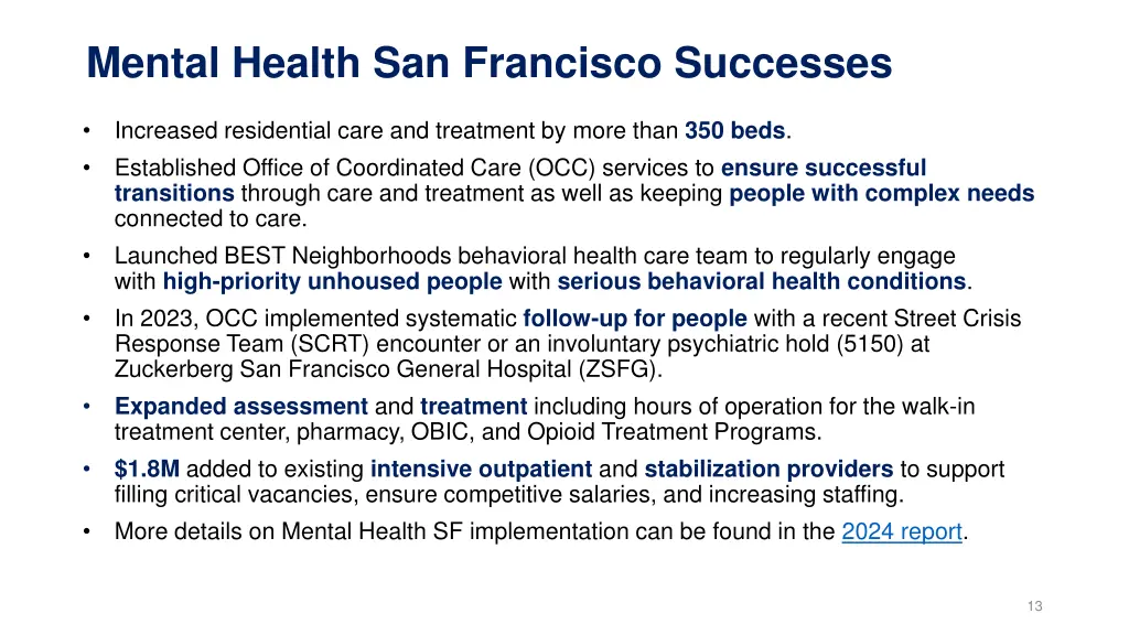 mental health san francisco successes