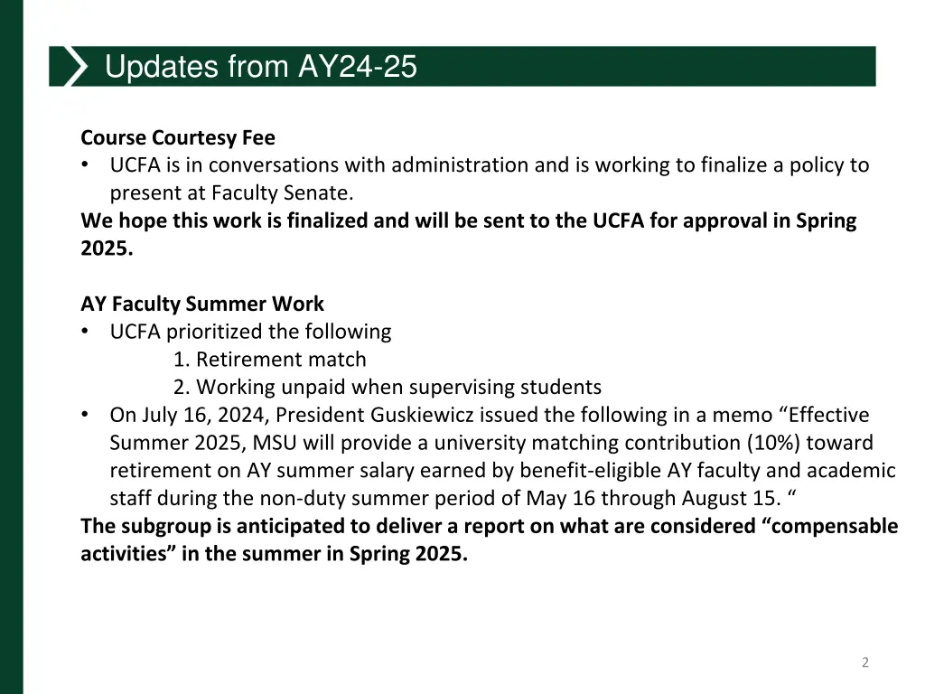 updates from ay24 25