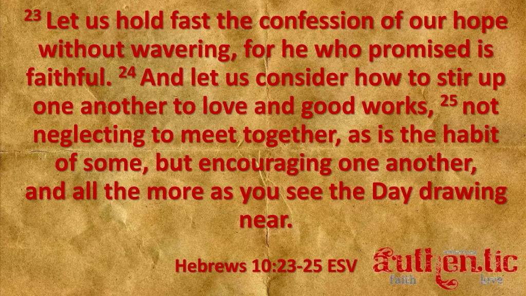 23 let us hold fast the confession of our hope