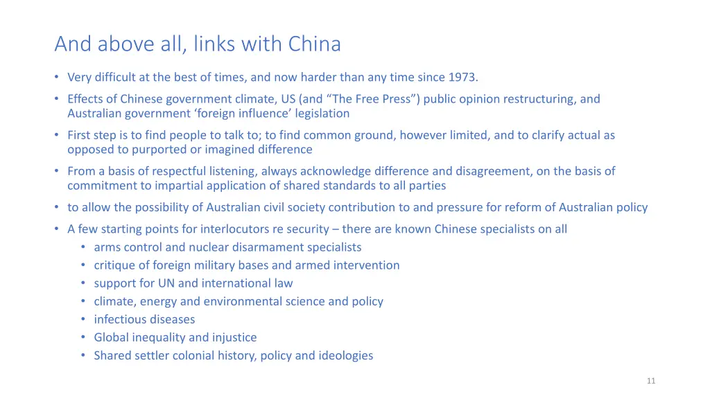 and above all links with china