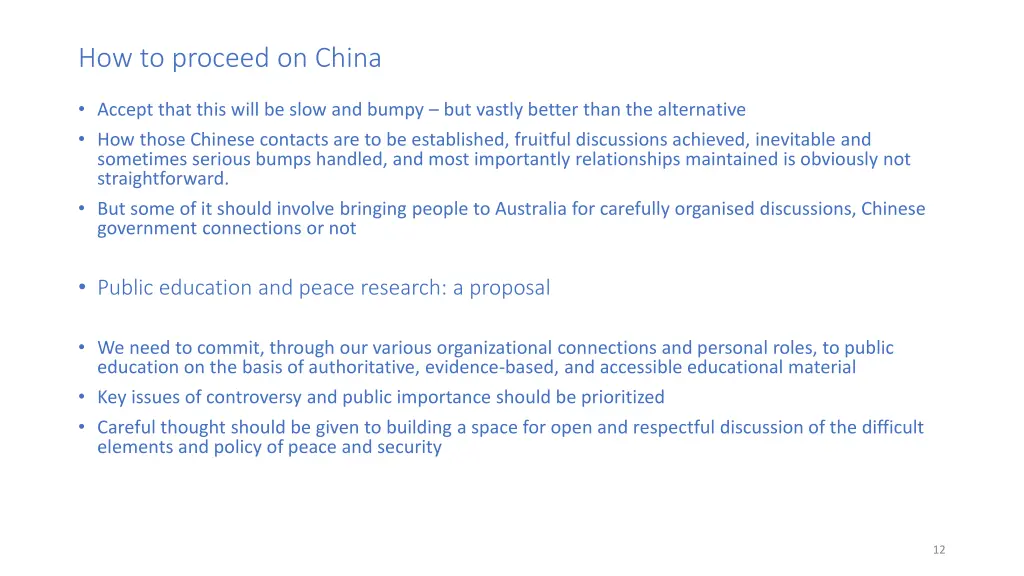 how to proceed on china