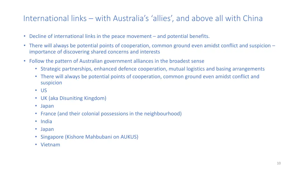 international links with australia s allies