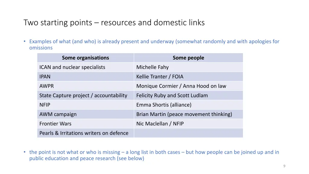 two starting points resources and domestic links