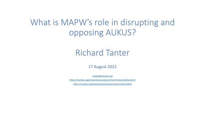 what is mapw s role in disrupting and opposing