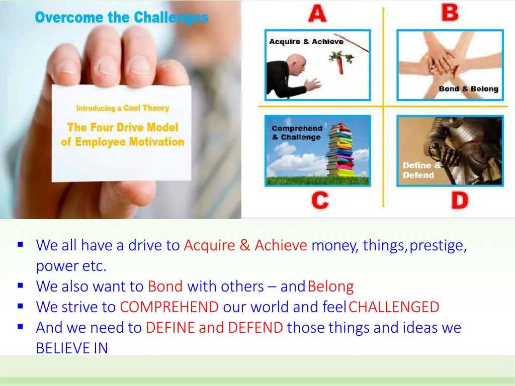 we all have a drive to acquire achieve money