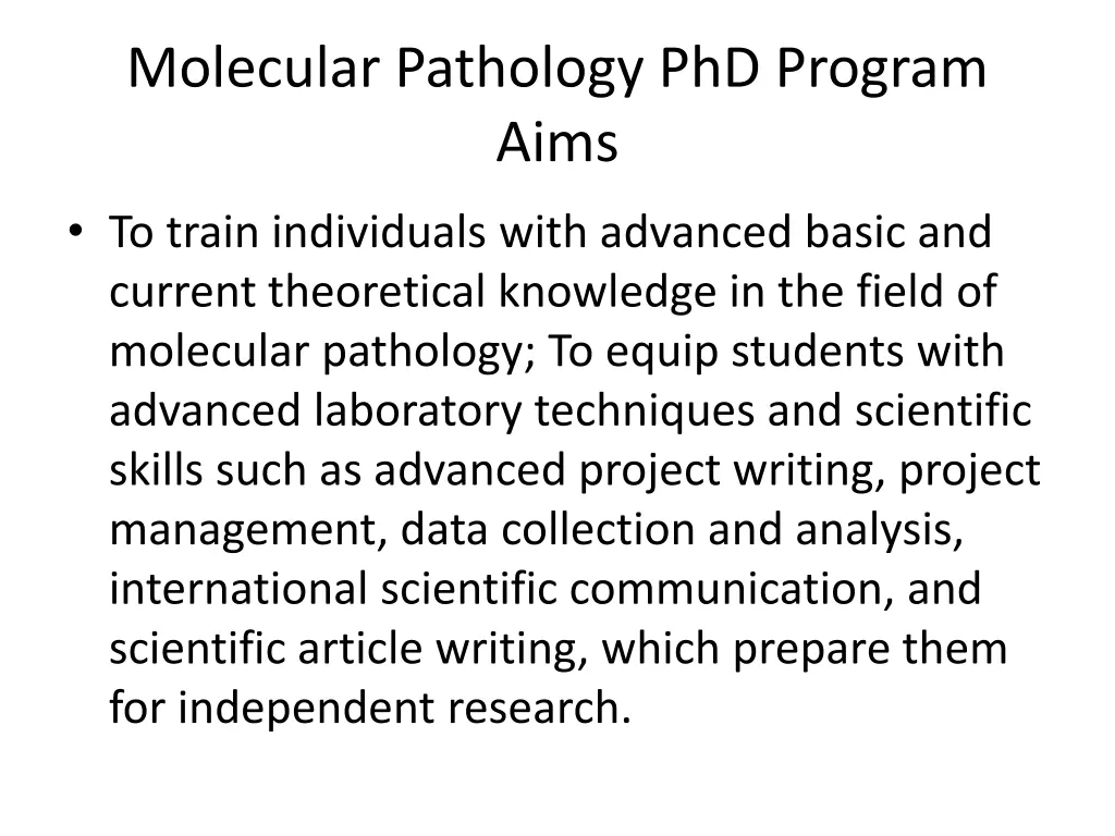 molecular pathology phd program aims