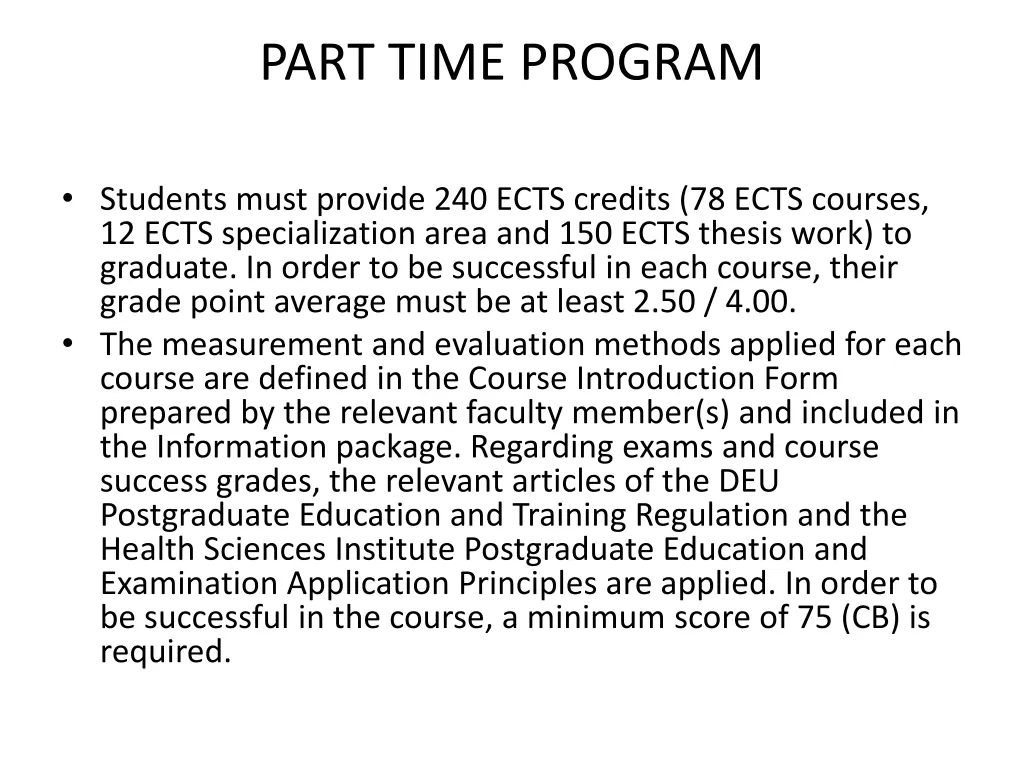 part time program