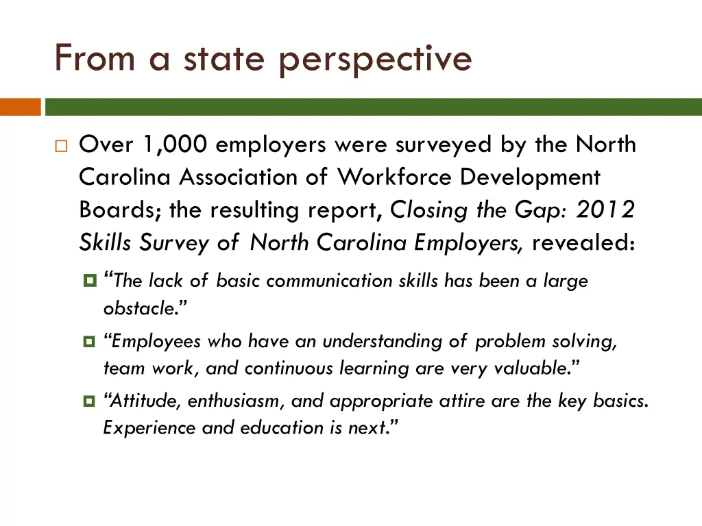 from a state perspective