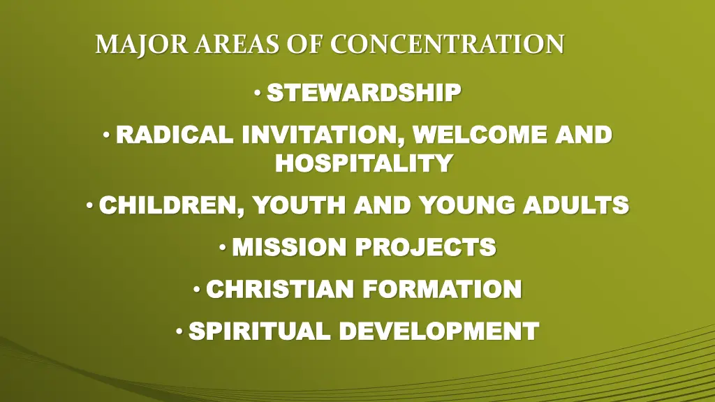 major areas of concentration