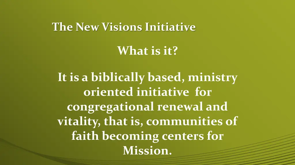 the new visions initiative