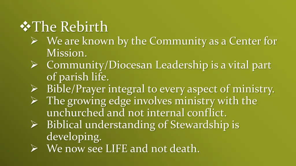 the rebirth we are known by the community