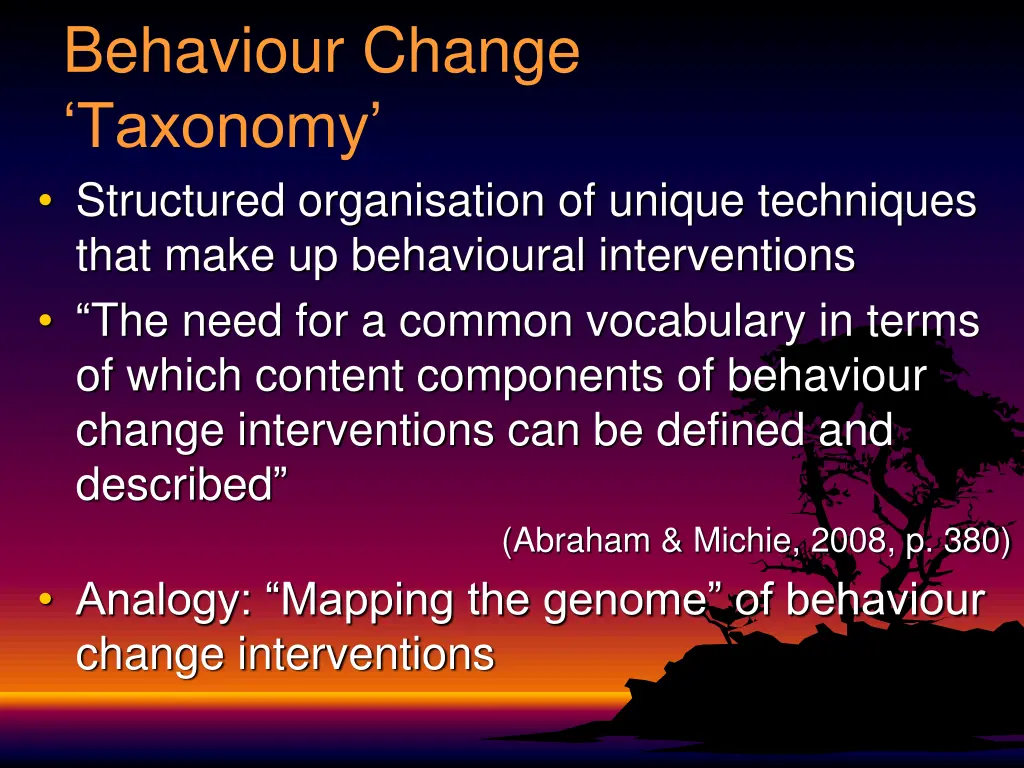 behaviour change taxonomy structured organisation