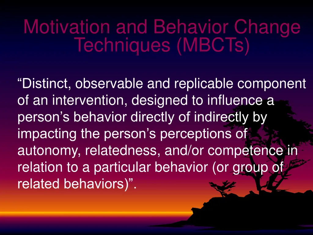 motivation and behavior change techniques mbcts