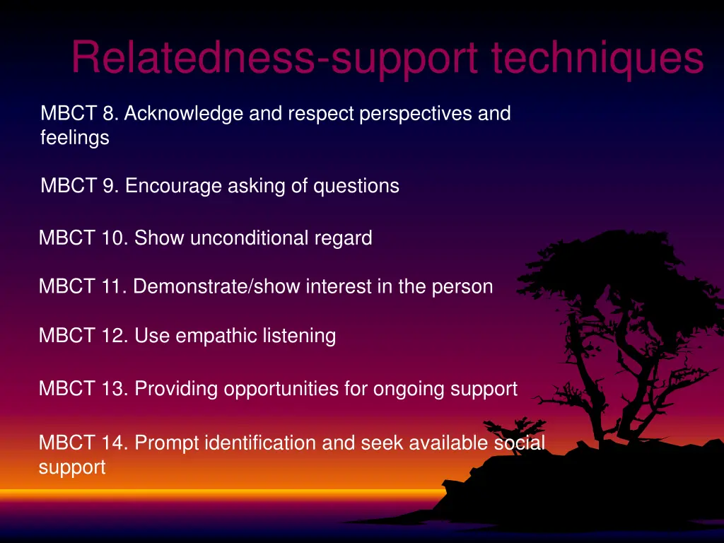 relatedness support techniques