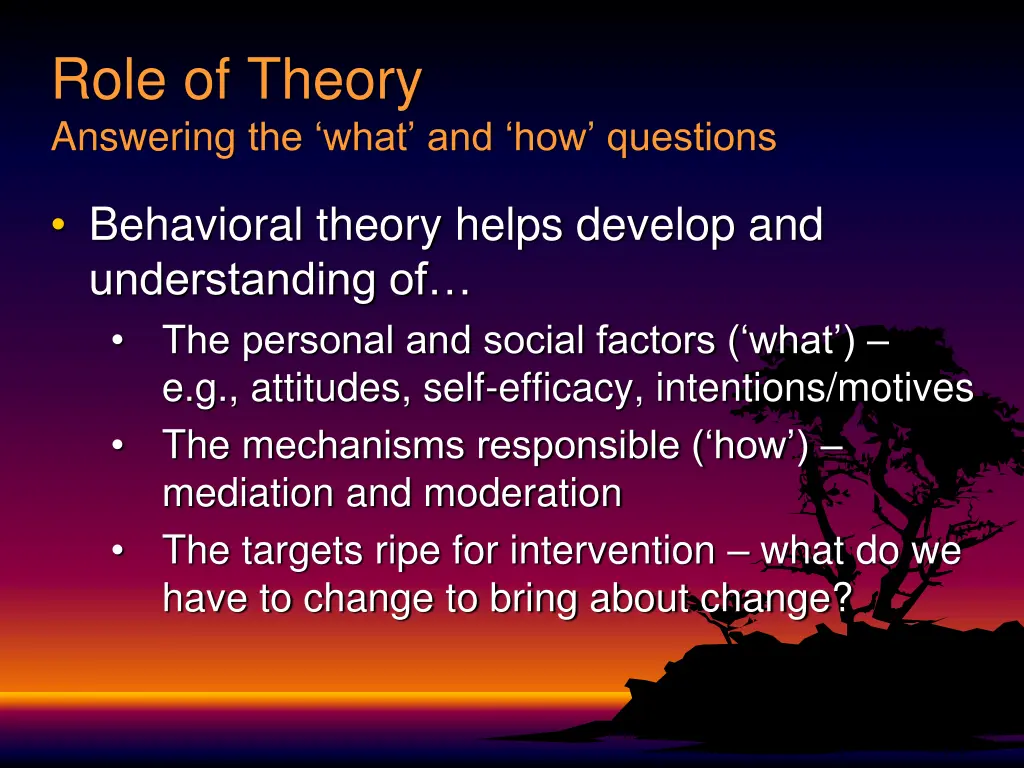role of theory answering the what