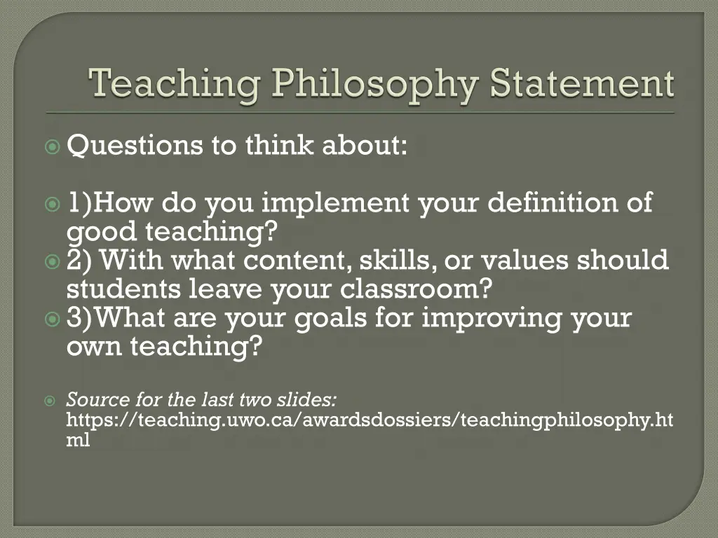 questions to think about