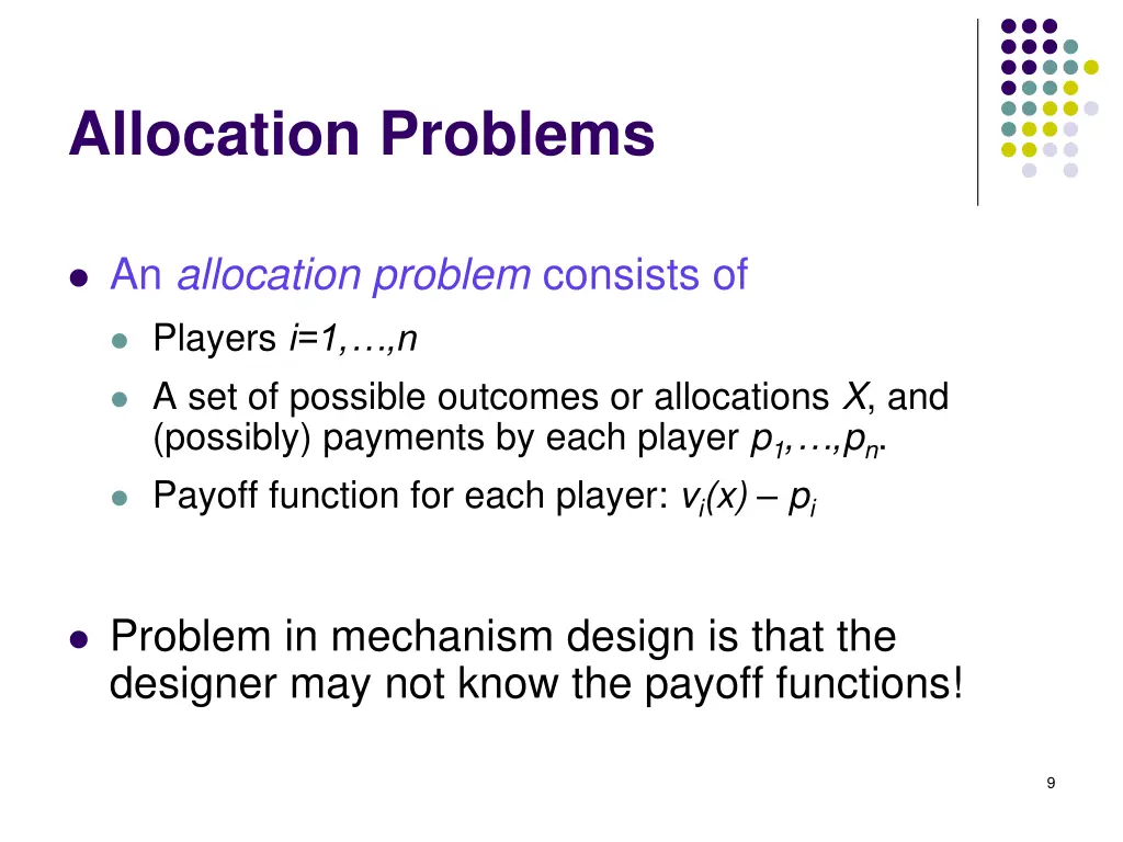 allocation problems