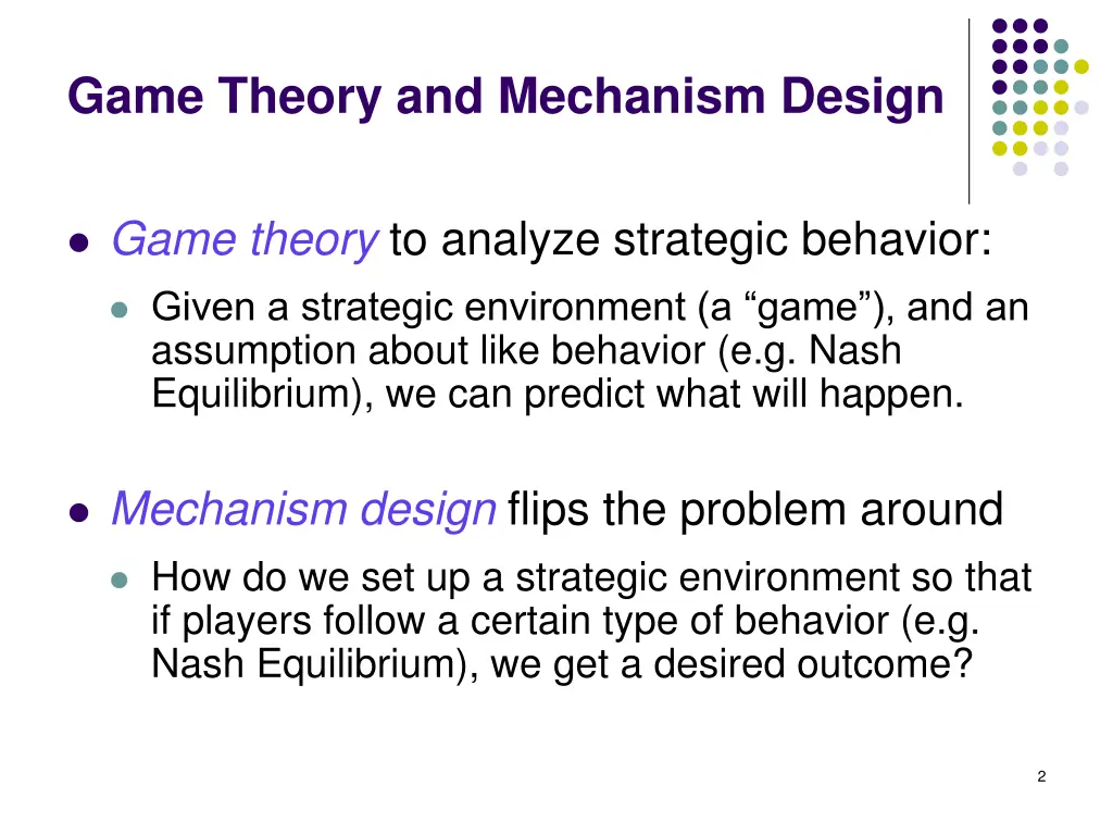 game theory and mechanism design