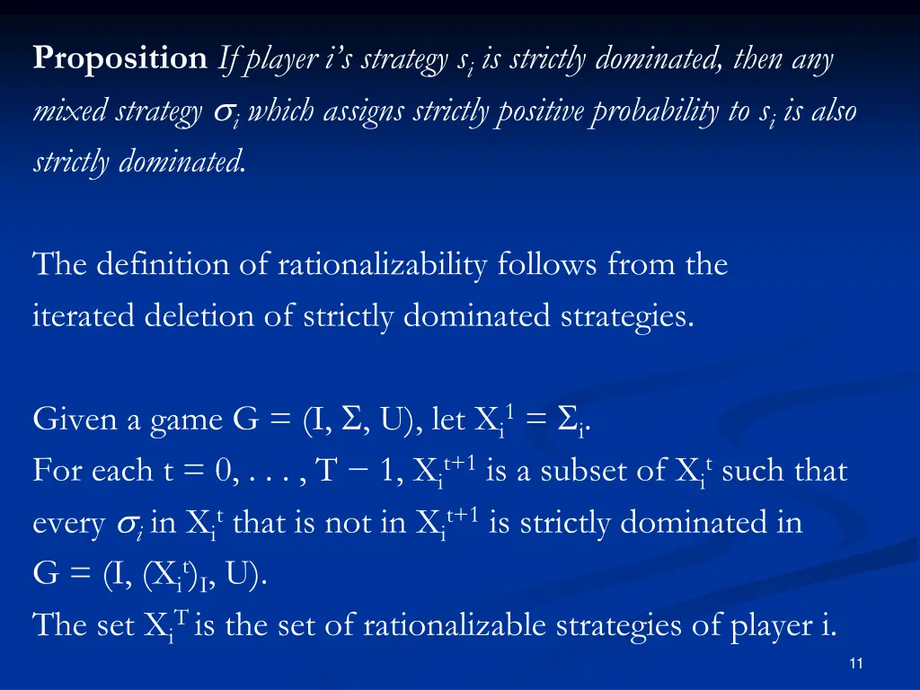 proposition if player i s strategy