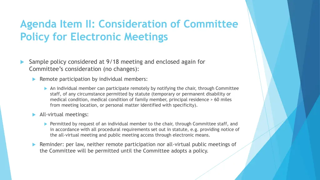 agenda item ii consideration of committee policy