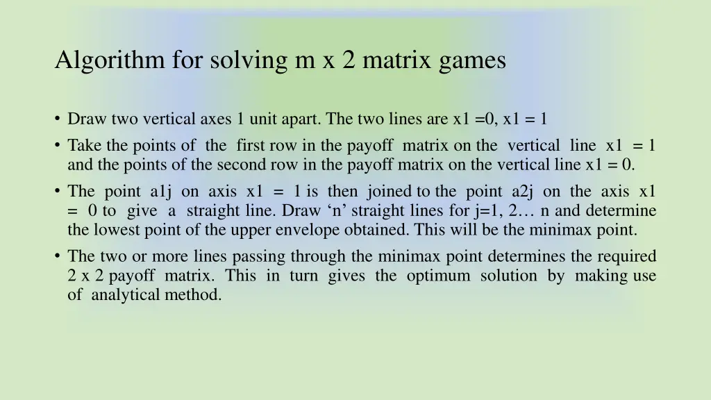 algorithm for solving m x 2 matrix games