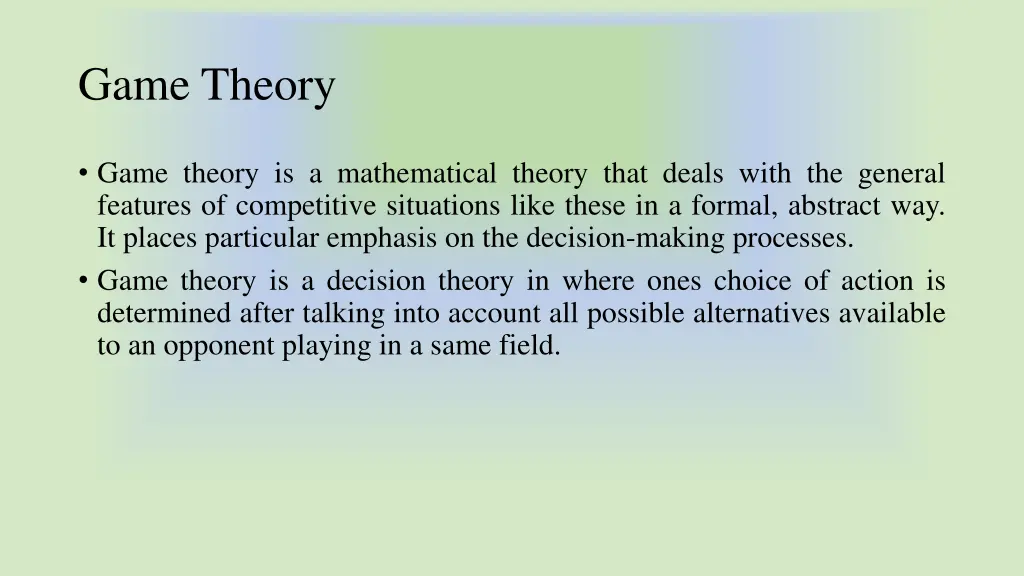 game theory 1
