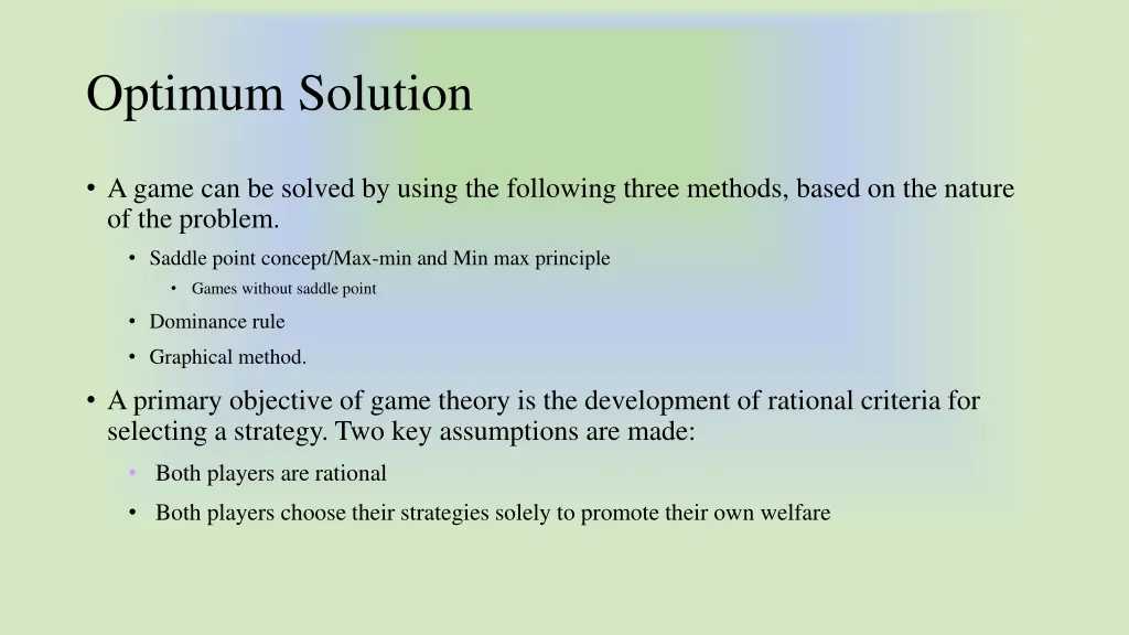 optimum solution