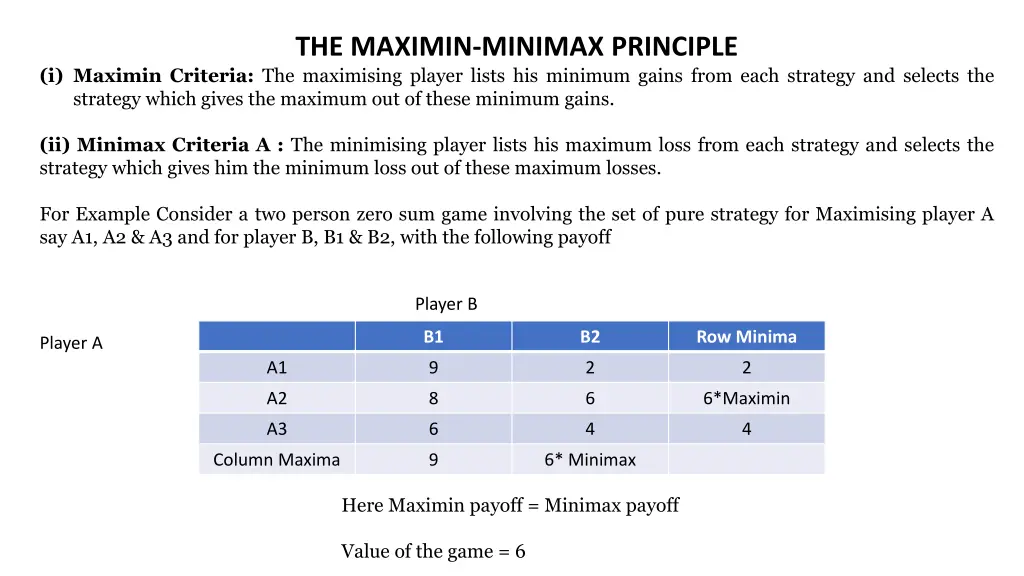 the maximin minimax principle
