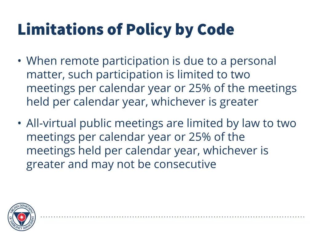 limitations of policy by code