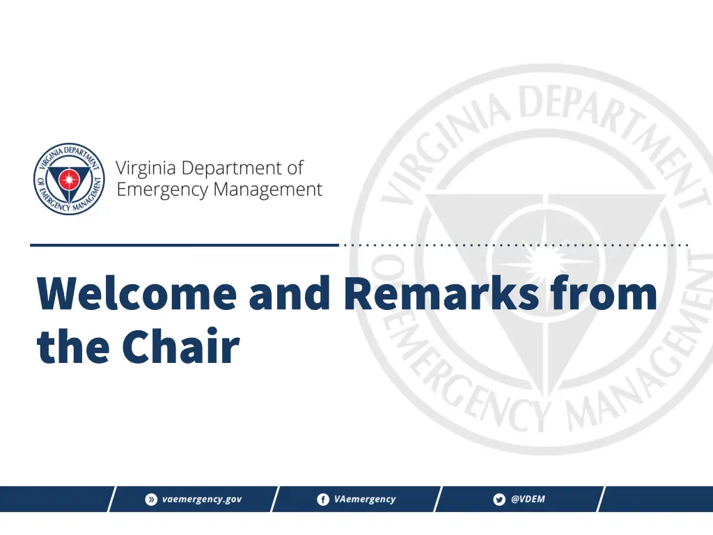 welcome and remarks from thechair