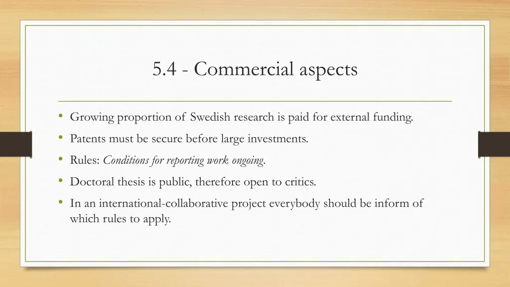 5 4 commercial aspects