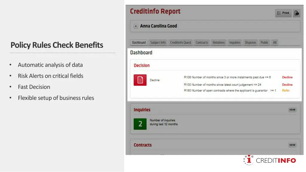 policy rules check benefits