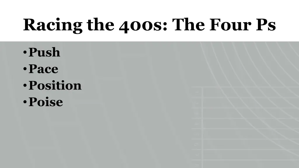 racing the 400s the four ps