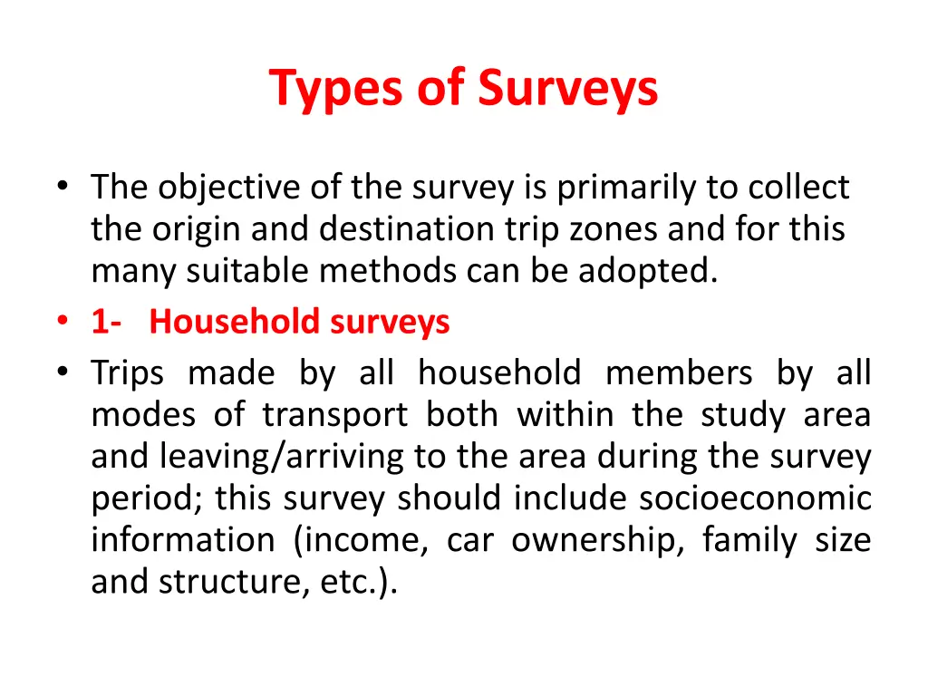 types of surveys
