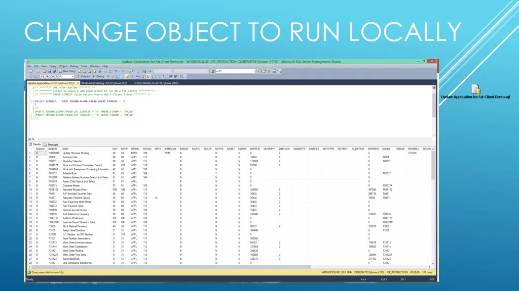 change object to run locally