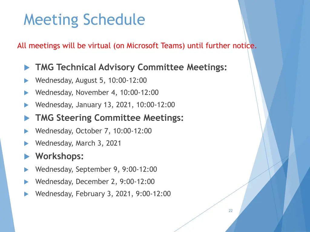 meeting schedule