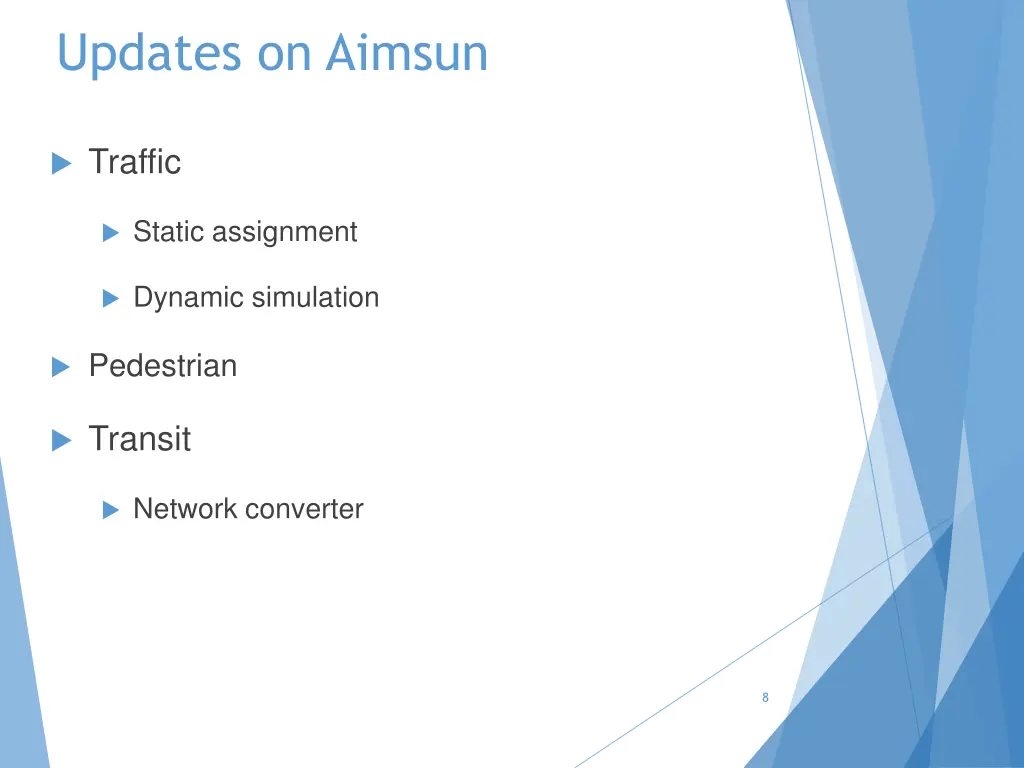 updates on aimsun