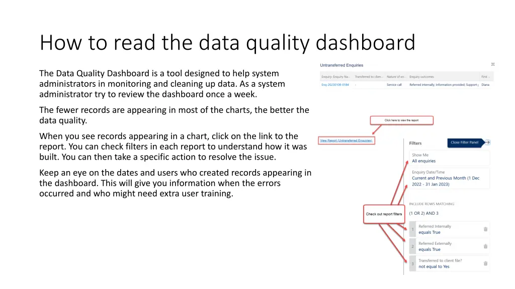 how to read the data quality dashboard