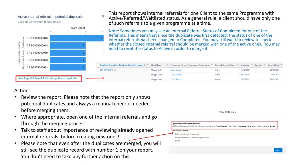 this report shows internal referrals